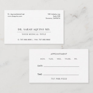 Enkel minimalistisk Doktor-läkare Visitkort