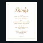 Enkel minimalistisk|Drinks Menu Ram i Guld Bröllop Poster<br><div class="desc">Detta enkla minimalistiska tecken på dryckesmenyn ram i guld bröllop är perfekt för ett elegant bröllop. Den klassiska designen har en grundläggande gräns ram och klassy guld och vit typografi med ett modernt,  minimalt utseende. QSD117</div>