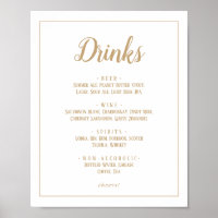 Enkel minimalistisk|Drinks Menu Ram i Guld Bröllop