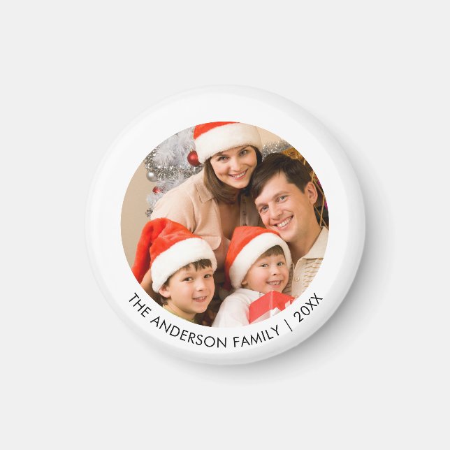 Enkel minimalistisk elegant foto vit jul magnet (Framsidan)