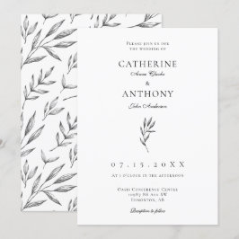 Enkel, minimalistisk Elegant klassisk Löv Bröllop Inbjudningar