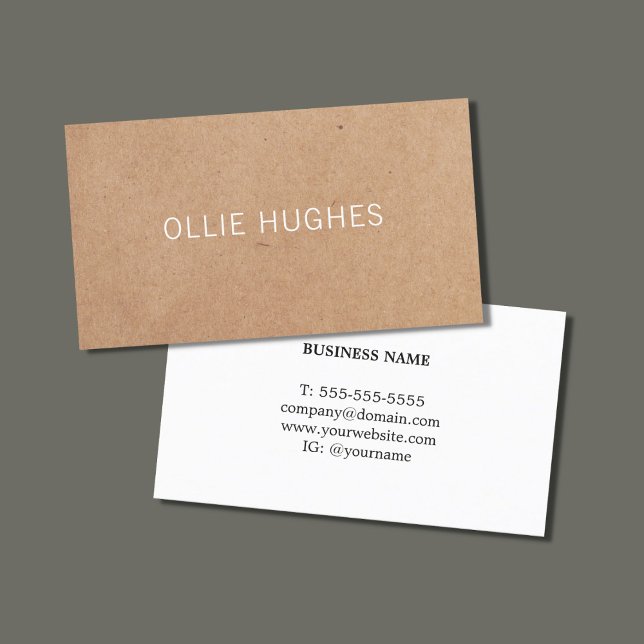 Enkel, minimalistisk Elegant Kraft Papper White Visitkort (Skapare uppladdad)