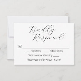 Enkel minimalistisk elegant script bröllops-svarsk tack kort