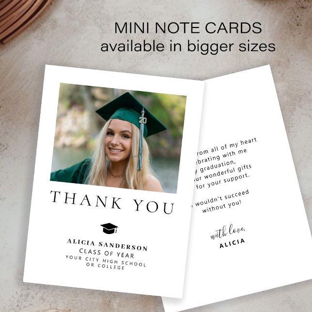 Enkel minimalistisk examensfoto tack MINI Anteckningskort (Skapare uppladdad)