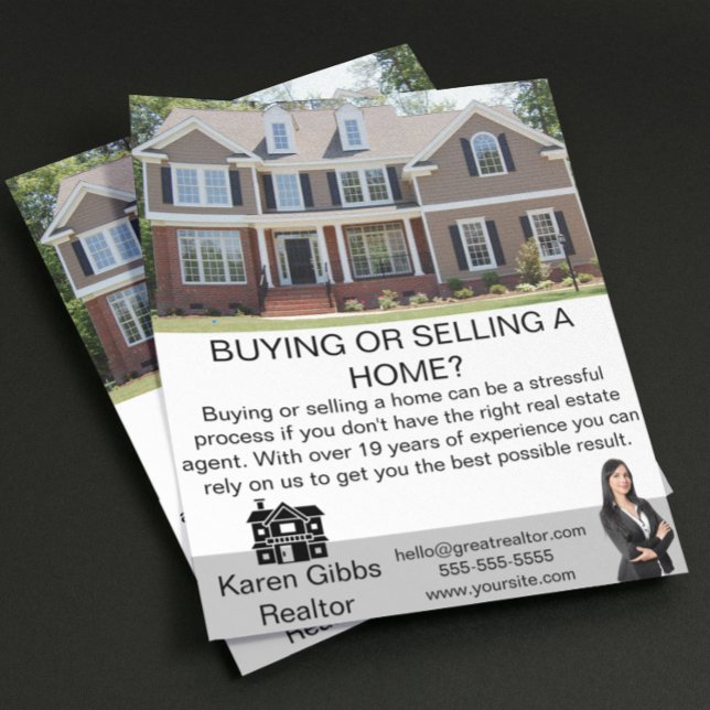 Enkel, minimalistisk försäljning av äkta Gods Egen Flygblad (real estate simple promotional flyer)