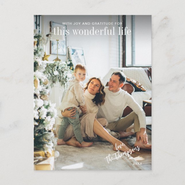 Enkel, minimalistisk fotoskript jul helg vykort (Framsida)