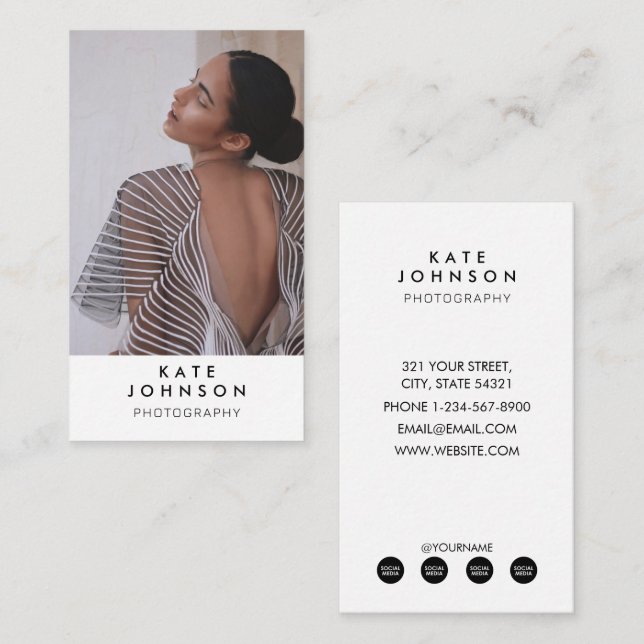 Enkel, minimalistisk Fullt - fotoenkel fotografi Visitkort (Fram/baksida)