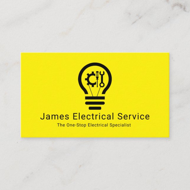 Enkel minimalistisk glödlampa elektriker visitkort (Framsida)