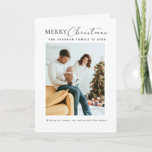 Enkel minimalistisk God Jul familjefoto Helgkort