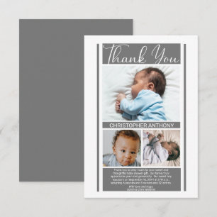 Enkel, minimalistisk Grått Baby Shower Boy-Tack Tack Kort