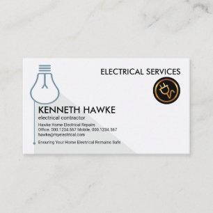 Enkel minimalistisk Grått Light Bulb Electrician Visitkort