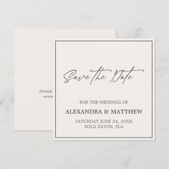 Enkel minimalistisk Grått-typografi Spara Datumet (Fram/baksida)