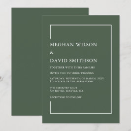 Enkel, minimalistisk Grönt Modern Bröllop Inbjudningar