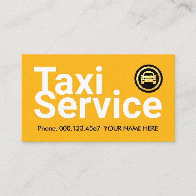 Enkel minimalistisk gul taxi visitkort (Framsida)