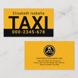 Enkel minimalistisk gul taxitjänst visitkort