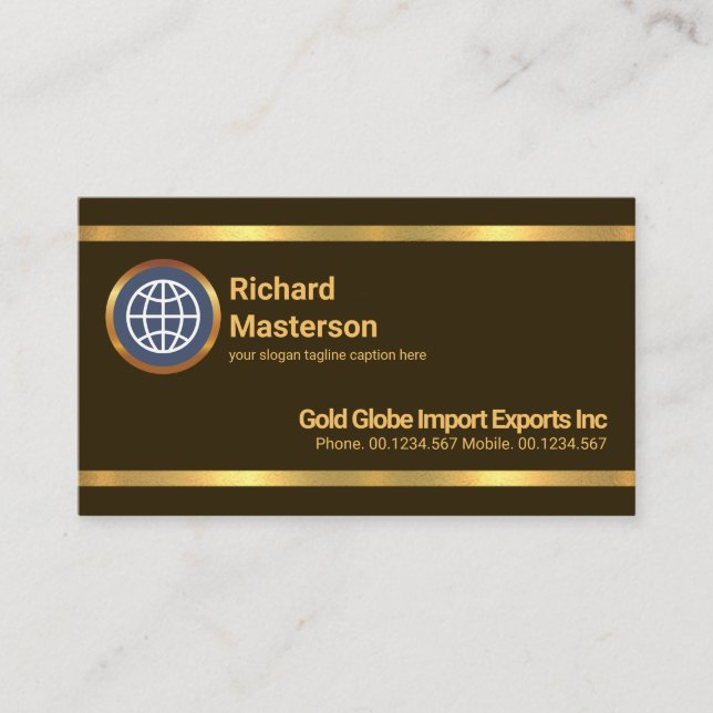 Enkel, minimalistisk Guld-linje Importerar export Visitkort (Framsida)