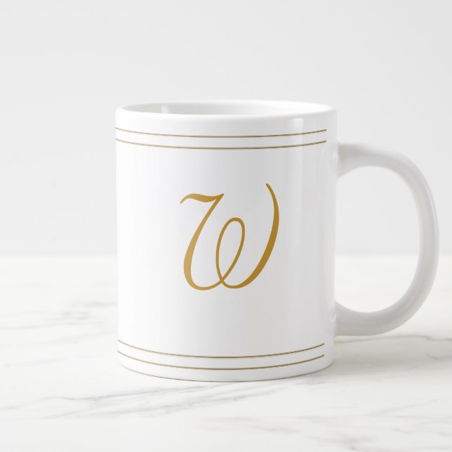 Enkel minimalistisk Guld Rand - Monogram Jumbo Mugg (Höger)