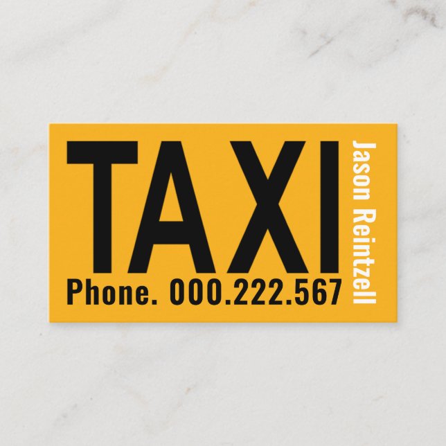 Enkel minimalistisk Gult Taxi Visitkort (Framsida)
