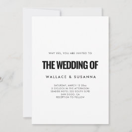 Enkel, minimalistisk inbjudan till svartvitt bröll