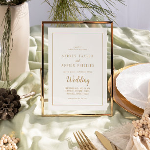 Enkel minimalistisk Informell Guld Ram Bröllop Inbjudningar