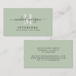 Enkel minimalistisk inredningsdesigner Sagegrön Visitkort