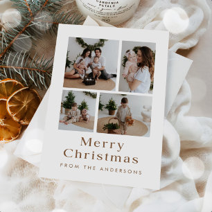 Enkel minimalistisk jul fyra foto julkort