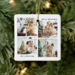 Enkel, minimalistisk jul, fyra fototypografi julgransprydnad keramik<br><div class="desc">Enkel minimalistisk jul fyra fototypografi keramiskt prydnadsämne i svart skrift.</div>