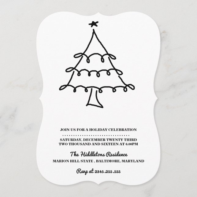 Enkel minimalistisk julgrans julfest julkort (Framsida)