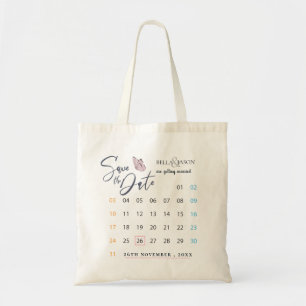 Enkel minimalistisk kalender Bröllop spara datum Tygkasse