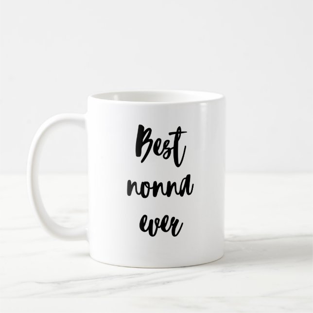 Enkel minimalistisk kalligrafi, bästa nonna någons kaffemugg (Vänster)