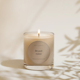 Enkel minimalistisk kartong kraft ljusstake förpac runt klistermärke