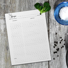 Enkel Minimalistisk Kulinarisk Recept Anteckningsb Anteckningsblock