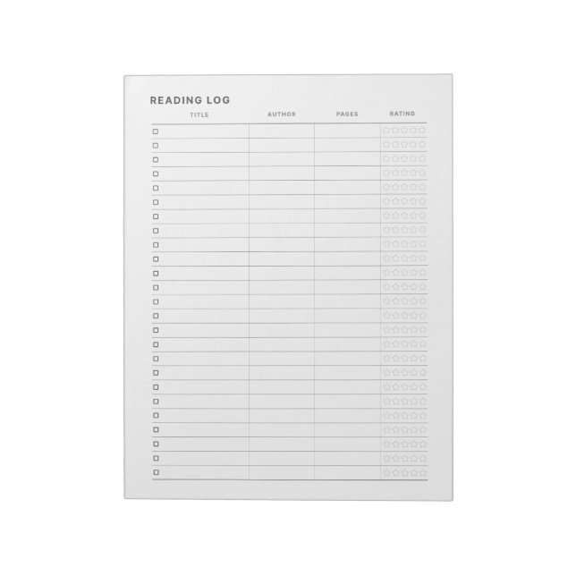 Enkel minimalistisk läslogg anteckningsblock (Roterad)