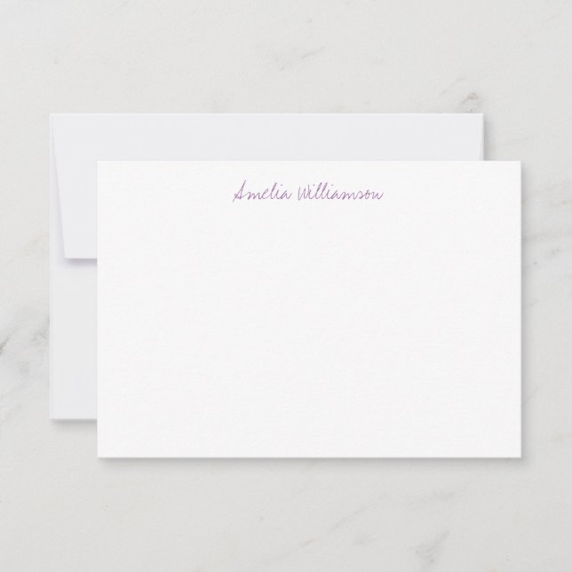 Enkel, minimalistisk Lila-handskriven kalligrafi Tack Kort (Framsida)