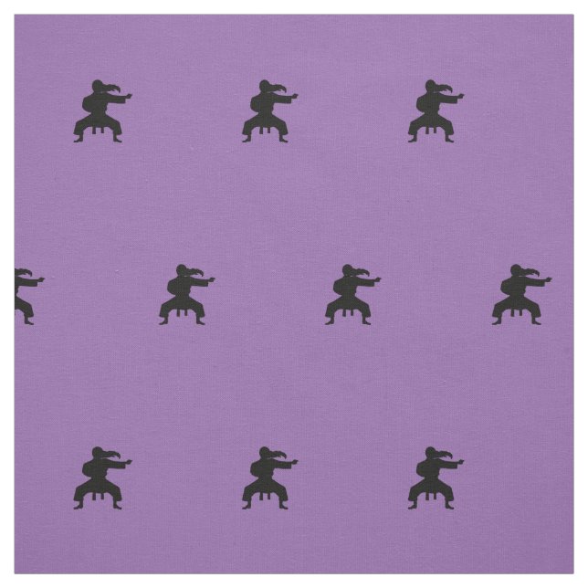 Enkel minimalistisk lila och svart Karateka-utskri Tyg (Provkarta)
