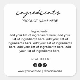 Enkel, minimalistisk lista över svarta och vita in fyrkantigt klistermärke