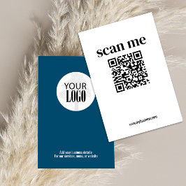 Enkel, minimalistisk Logotyp QR-kod, blå Visitkort