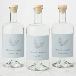 Enkel minimalistisk löv bröllop spritflaskor etikett