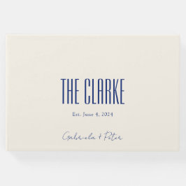 Enkel, minimalistisk marin blå modern Bröllop Gästböcker