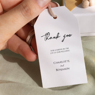 Enkel, minimalistisk Märkre för Bröllop Tack Gift Presentetikett