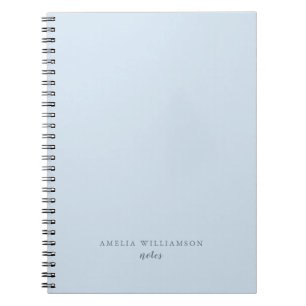 Enkel minimalistisk mjuk blå personlig namn anteckningsbok