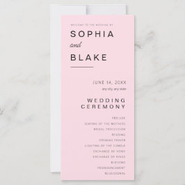 Enkel minimalistisk mjuk rosa bröllopsprogram