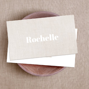 Enkel, minimalistisk, modern Beige Linen-bakgrund Visitkort