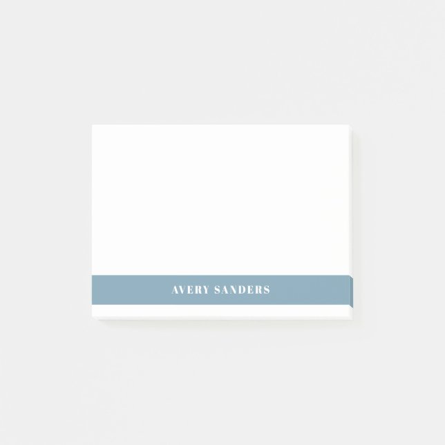 Enkel Minimalistisk Modern Blå Färgblock Post-it Block (Framsida)