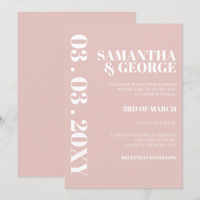 Enkel minimalistisk  modern Bröllop Inbjudningar (Fram/baksida)