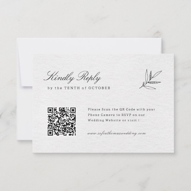 Enkel, minimalistisk Modern Eucalyptus Olive QR-ko OSA Kort (Framsida)