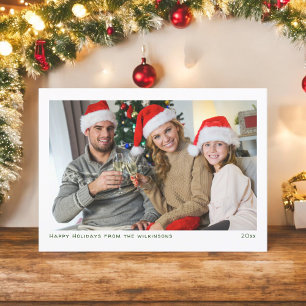 enkel minimalistisk modern familjefoto julkort