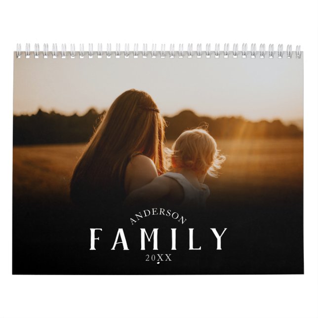 Enkel, minimalistisk modern familjefoto kalender (Omslag)