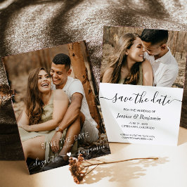 Enkel, minimalistisk modern foto Bröllop Spara Datumet