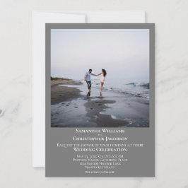 Enkel, minimalistisk modern Grått Photo Bröllop Inbjudningar